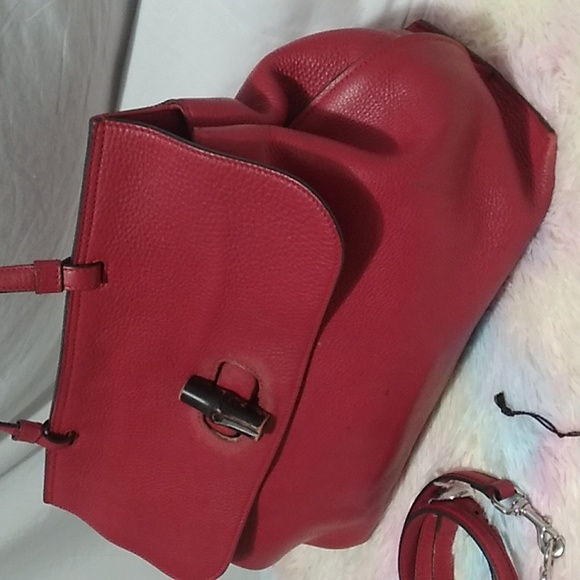 FLASH SALE! Auth Gucci Bamboo Daily Red Leather Large Shoulder/Handbag - Picture 3 of 16